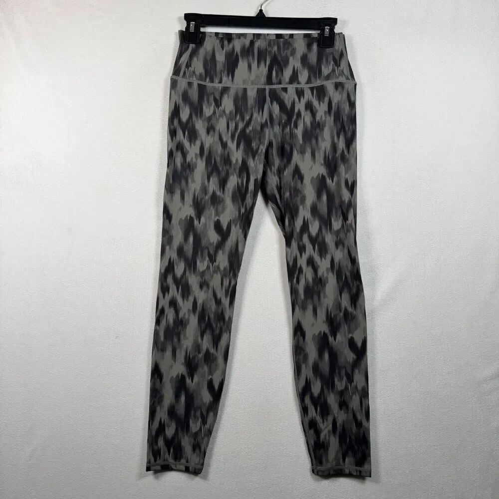 Varley Luna Leggings L Gray Abstract Ikat High Rise Athletic NWT